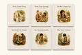 The six hardback covers of The Abundance Collection shown together: Every Good Thing, More Than Enough, The Bee's Sweet Gift, The Table Full of Good, The Thankful Garden and Who Makes It Grow? Each is a watercolour picture book inspired by a surah of the Qur'an.
